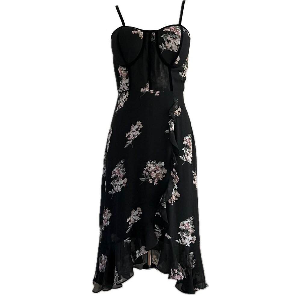 Leith Black Floral Bustier Dress Size S